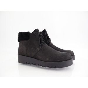 Eileen Fisher Kenille Genuine Shearling Trim Wedge Bootie Sz 11 Black Platform